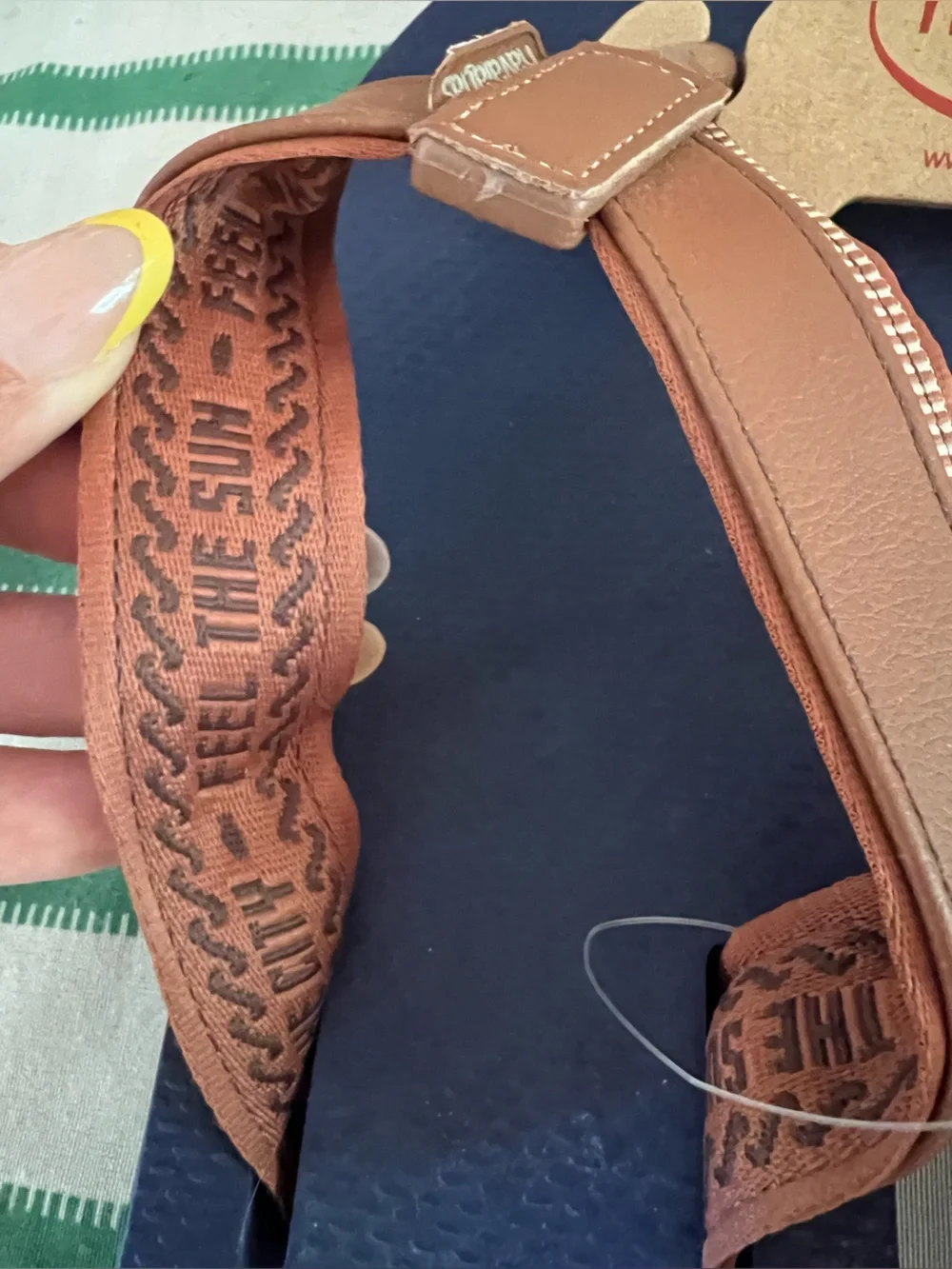 Havaianas Men's Navy and Brown Leather-Trim Flip Flops nwt sz 13